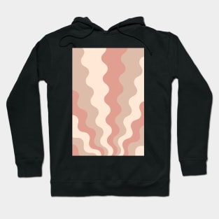 70s Retro Groovy Lines Seamless Pattern Peach, Pink and Beige Hoodie